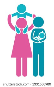 family pictogram cartoon