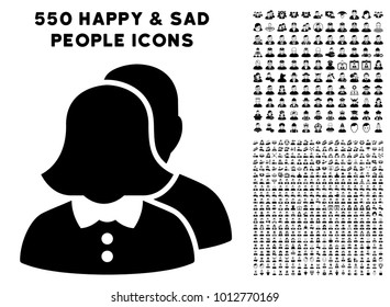 Family pictograph with 550 bonus pitiful and happy user pictures. Vector illustration style is flat black iconic symbols.