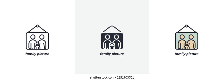 family picture icon. Line, solid and filled outline colorful version, outline and filled vector sign. Idea Symbol, logo illustration. Vector graphics