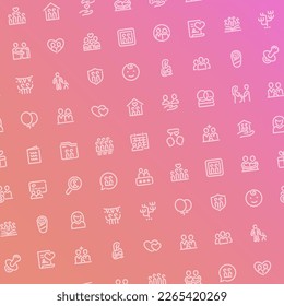 Family Pink Abstract Background with Icons. Usable for family design. Vector seamless editable pattern in Swatches panel.