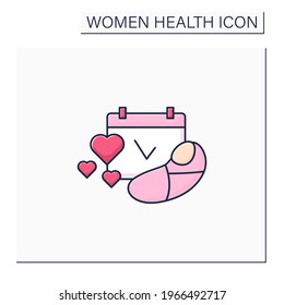 Family planning color icon. Having baby. Prudent approach to pregnancy planning.Women health concept. Isolated vector illustration