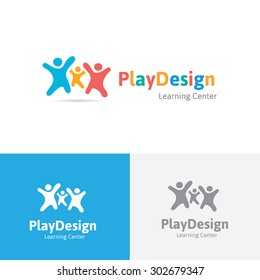 Family Play Design Vector Logo Template