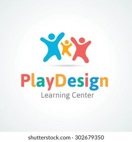 Family Play Design Vector Logo Template