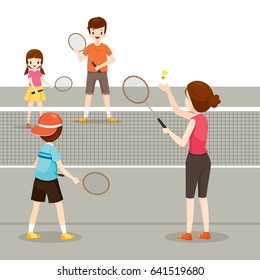 Family Playing Badminton For Good Health, Healthy, Exercise, Sport, Activity, Body, Vacations, Holiday, Relationship