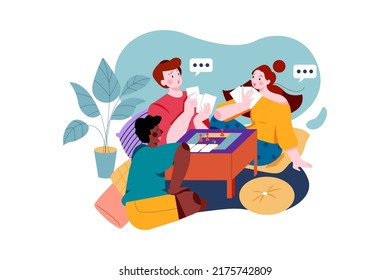 Family playing board game together Illustration concept. Flat illustration isolated on white background