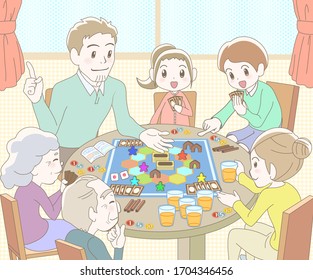 Family playing games at home