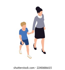 Family playing isometric people composition with isolated human characters on blank background vector illustration