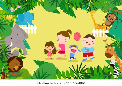 Family Playing Zoo Stock Vector (Royalty Free) 1147396889 | Shutterstock