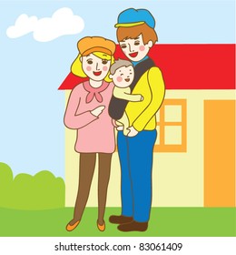 family portrait outside the house