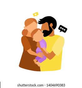 Family. Pretty young parents with baby. Cute vector illustration. Mother and father.