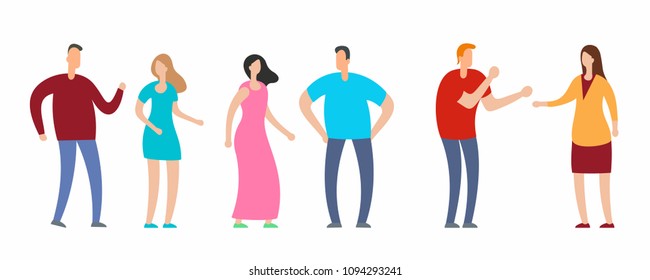 Family and professional conflict and quarrel illustration. Angry stressed swearing men and women cartoon vector characters isolated. Illustration of people conflict, angry cartoon man person