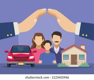 family and property insurance icons