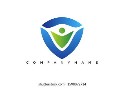 Family protect Logo Icon. with blue and green color