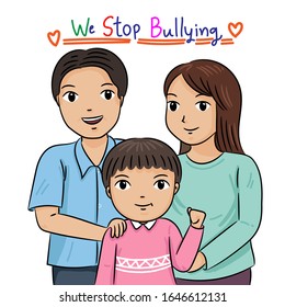 family protect and stop bullying ' vector illustration concept