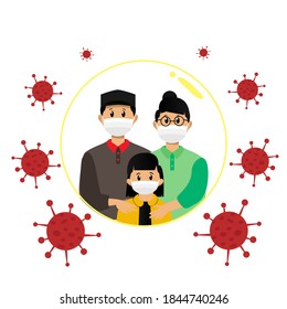 Family protected from the virus design vector isolated on white background