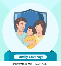 Family protection coverage finance insurance vector graphic icons