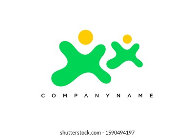 Family protection logo template, for your company, with people and young children. vector icon