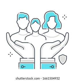 Family protection related color line vector icon, illustration. The icon is about assurance, child, health, life, custody,  health. The composition is infinitely scalable.