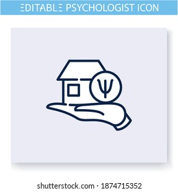 Family psychologist line icon. Personal family psychological help specialist. Psychotherapy. Mental health care and treatment concept. Isolated vector illustration. Editable stroke 