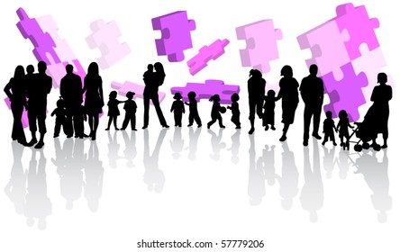 Family and puzzle vector