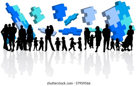 Family and puzzle vector