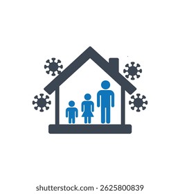 Family Quarantine Safety Icon Isolated On White Background