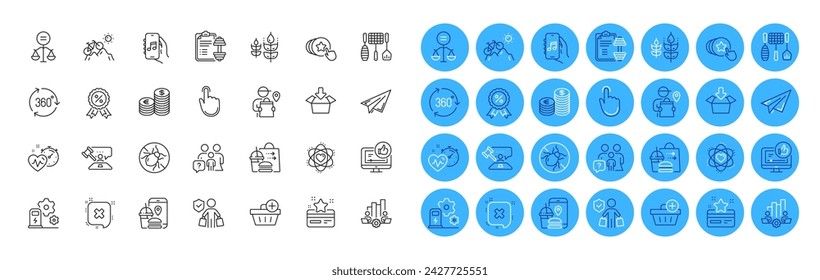Family questions, Cardio training and Food delivery line icons pack. Hold heart, Paper plane, Bed bugs web icon. Discount medal, Atom, Loyalty card pictogram. Judge hammer, Hand click. Vector