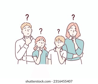 Family questions. Hand drawn style vector design illustrations.