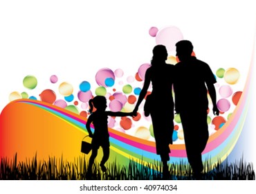 family and rainbow