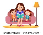 Family Reading a Book Together vector