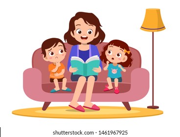 Family Reading a Book Together vector