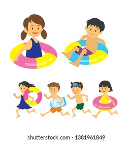 family ready for vacation illustration.-vector