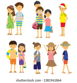 family ready for vacation illustration.-vector