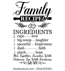 
Family Recipe Ingredients t shirt design lover