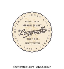 Family Recipe Lemons Liquor Acohol Label. Abstract Vector Packaging Design Layout.