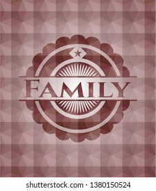 Family red geometric pattern emblem. Seamless.
