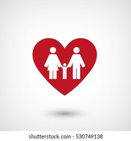 Family - red vector  icon with shadow