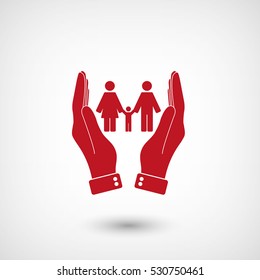 Family - red vector  icon with shadow