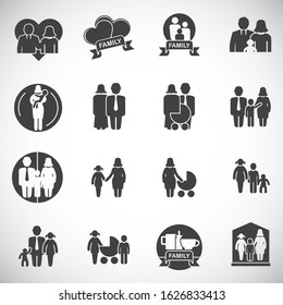 Family related icons set on background for graphic and web design. Creative illustration concept symbol for web or mobile app.