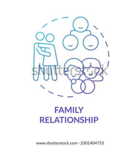 Family relationship blue gradient concept icon. Members bond and attachments. Genograms information abstract idea thin line illustration. Isolated outline drawing. Myriad Pro-Bold font used