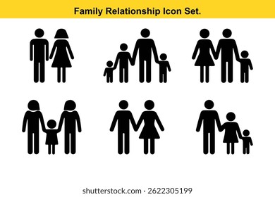 Family Relationship Icons Set Diverse Family Structures