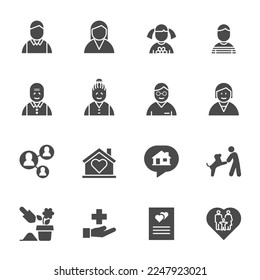 Family and Relationship Icons set, Vector Classic Solid icons