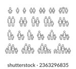 Family Relationship Icons - Vector Line. Editable Stroke.