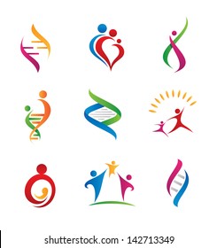 Family relationship social icon and DNA logo love vector illustration