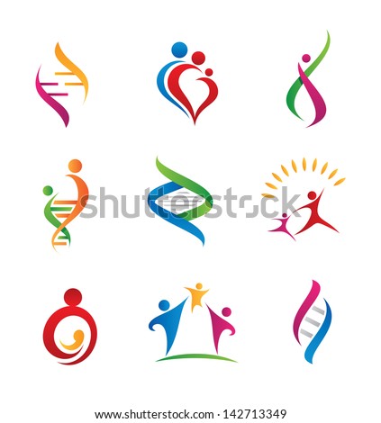 Family relationship social icon and DNA logo love vector illustration