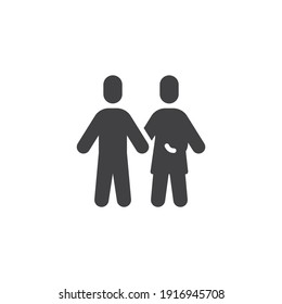 Family relationship vector icon. filled flat sign for mobile concept and web design. Man and pregnant woman glyph icon. Symbol, logo illustration. Vector graphics