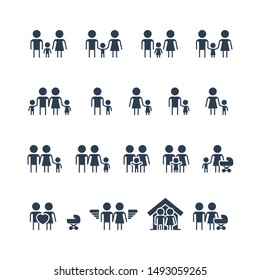 Family and Relationship Vector Icon Set in Glyph Style