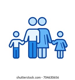 Family relationship vector line icon isolated on white background. Family relationship line icon for infographic, website or app. Blue icon designed on a grid system.