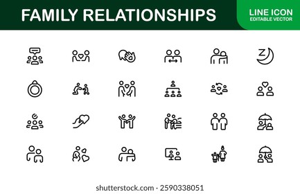 Family Relationships Icon Set. Premium Icons for Parenting, Sibling Bonds, Family Ties, and Emotional Connections