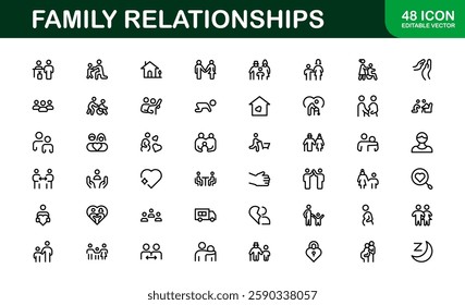 Family Relationships Icon Set. Premium Icons for Parenting, Sibling Bonds, Family Ties, and Emotional Connections